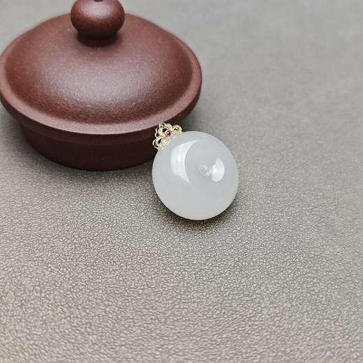 和田玉青海料冰底羊脂玉饱满包金平安扣 228-16 商品图2