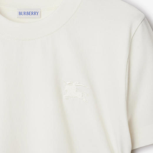 BURBERRY 巴宝莉 女士马术骑士徽标刺绣 Festival 棉质圆领短袖T恤 白色 8109184 B8764 商品图1