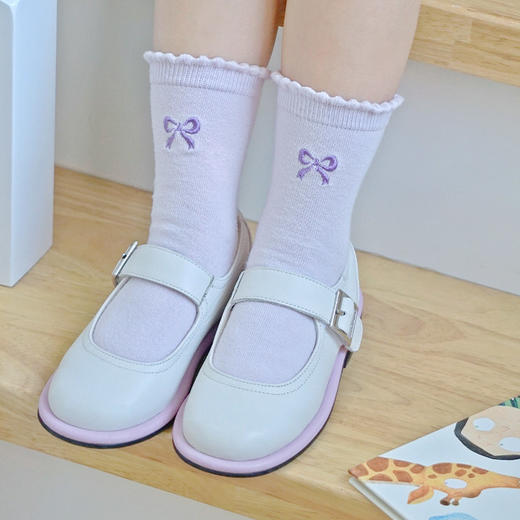 西班牙Little winkaa撞色玛丽珍复古学生鞋方头粉色百搭黑色学生小皮鞋LW43022 商品图13