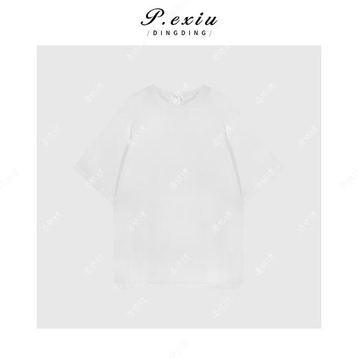 100%棉设计感后系带廓形短袖T恤 W-63126 商品图1