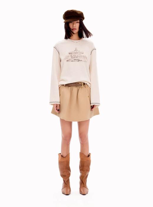 梦幻旋转木马Hip*sup针织雪花棉复古印花长袖T恤马 商品图0