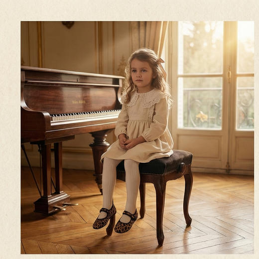 西班牙little winkaa女儿童夏季豹纹休闲风舞蹈鞋方头老北京布鞋浅口LW43058 商品图1