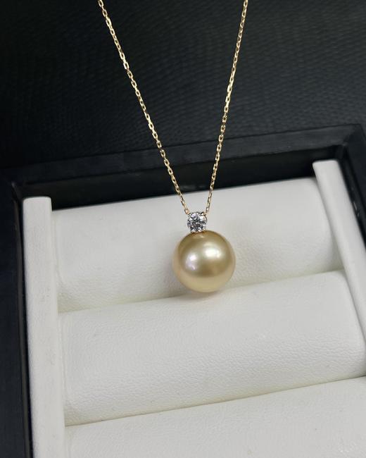 ⁶18k【王妃款金珠吊坠】12-13mm中金，微瑕，配银项链，出证书，24小时鉴赏期【香港】SS06-QTT-XGZZ 商品图2