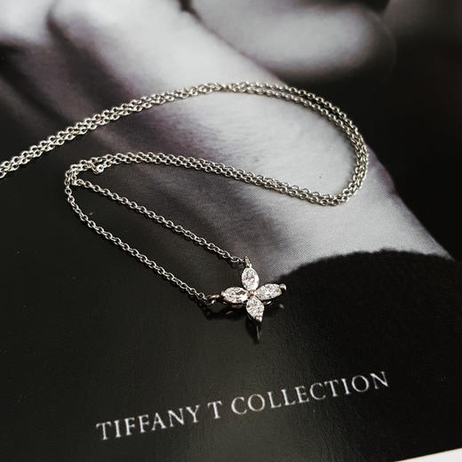 【95新】Tiffany & Co.蒂芙尼Victoria系列小号铂金满钻维多利亚四叶草项链 链长约41cm女士250226NJS02 商品图2