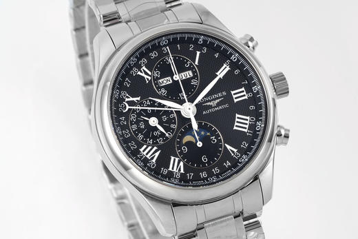 AF浪琴名匠8针月相功能腕表系列（搭载满血版一体机芯➕亚洲7751机芯）42MM精钢表壳经过抛光处理，延续了浪琴的优雅气质，表壳左侧隐藏了星期历的调节按钮 整个手表基于正品original原版开模❕❕ 商品图1