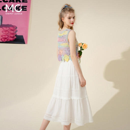 女装圆领钩花背心配棉质半裙三件套-7786S4222019 商品图3