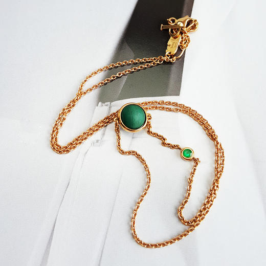 【95新】Piaget伯爵Possession系列G33PG300玫瑰金镶祖母绿时来运转孔雀石项链 链长约42cm女士270226AK18 商品图3