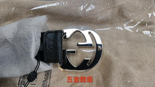 411924CWC1N1000105 古驰GUCCI 【双G带扣黑色压花】男女同款互扣式休闲商务4CM皮带【105cm】 商品图6