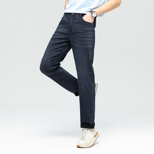 【莱赛尔】德鲨深蓝色直筒牛仔裤男青年2026春夏新品百搭休闲长裤 商品图1