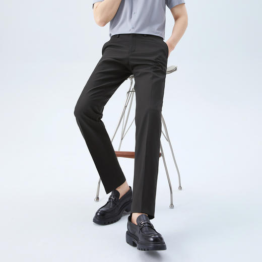 【犀牛褶/含莱赛尔/含桑蚕丝】柒牌2026春夏修身微弹商务混纺西裤 130H72360 商品图1