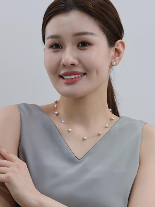 【挚友限定】满天星-18K金真多麻色Akoya珍珠项链7-7.5mm 商品图2