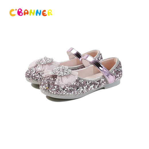 千百度2026春季童鞋公主风钻饰蝴蝶结梦幻细节公主鞋A26161013 商品图5