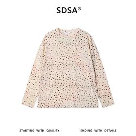 SDSA男装2026新款高贵轻奢时尚百搭植绒波点圆领长袖T恤时尚上衣