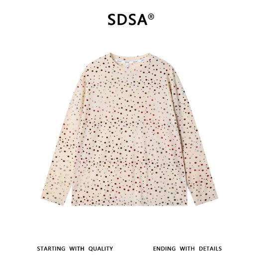 SDSA男装2026新款高贵轻奢时尚百搭植绒波点圆领长袖T恤时尚上衣 商品图0