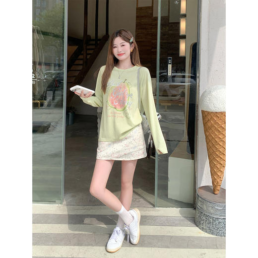 <曾小咸推荐>韩系宽松印花t恤半身裙两件套【预售7-15天发货】 商品图3