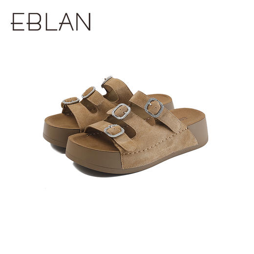 伊伴2026夏季慵懒松弛感厚底多饰带勃肯凉拖鞋B26322206 商品图4