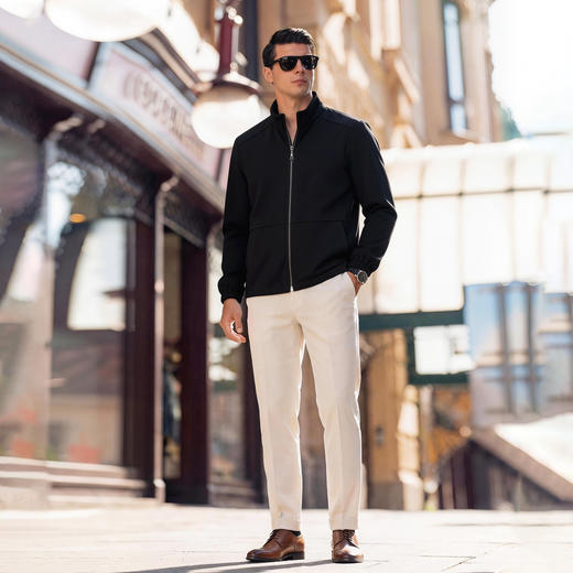 【特大码】【新款DAL】大依优型大码立领开衫卫衣外套拼接男宽松加肥加大码上衣夹克运动潮流 商品图1