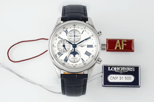 AF浪琴名匠8针月相功能腕表系列（搭载满血版一体机芯➕亚洲7751机芯）42MM精钢表壳经过抛光处理，延续了浪琴的优雅气质，表壳左侧隐藏了星期历的调节按钮 整个手表基于正品original原版开模❕❕ 商品图13