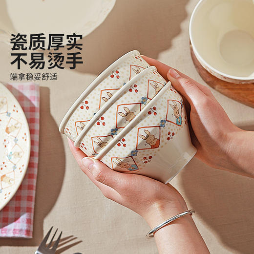 摩登主妇麻薯兔兔漂亮餐具盘子饭碗家用水果餐盘一人食碗具陶瓷汤碗酸奶碗 商品图3