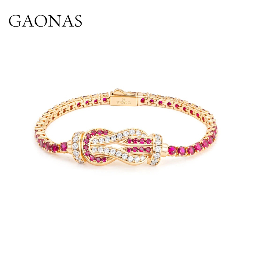 GAONAS高纳仕 金络红驹 镶嵌满钻马蹄手链 11925SR