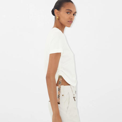 BURBERRY 巴宝莉 女士马术骑士徽标刺绣 Festival 棉质圆领短袖T恤 白色 8109184 B8764 商品图2