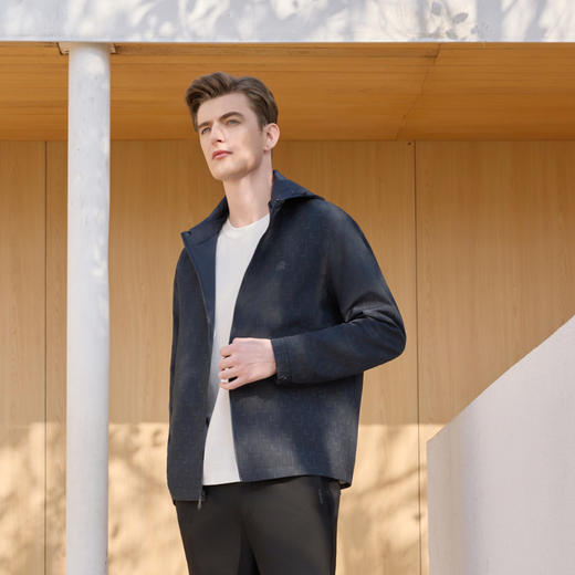 半身缘男装 春季提花简约防风挡雨两面穿连帽夹克261112M01310217 商品图2