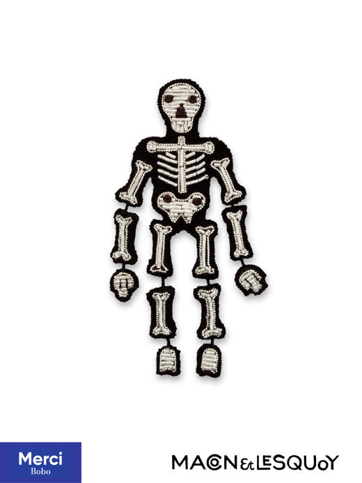 Macon&Lesquoy法国原创设计 银色骷髅 恐怖系列 M&L刺绣手工饰品胸针 商品图0