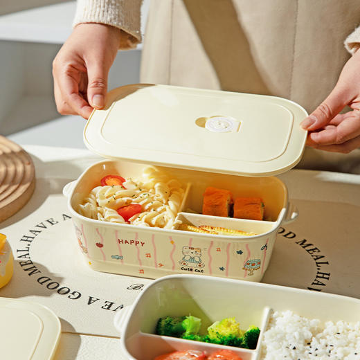 摩登主妇陶瓷分格饭盒微波炉加热便当盒带饭餐盒上班族专用保鲜盒 商品图3