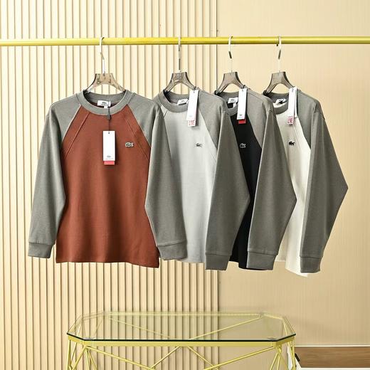 饿鱼2026春秋男士圆领双面德绒休闲撞色卫衣打底T恤 商品图0