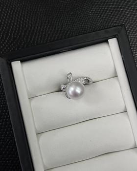 12号—⁶孤品【11-12mm  澳白S925银蝴蝶结款戒指】极光微瑕，出证书，24小时鉴赏期【香港】SS06-QTT-XGZZ