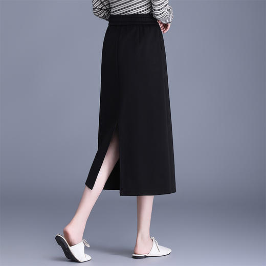 MYX垂感通勤直筒裙2026年春款松紧腰显瘦黑色包臀一步裙中长款半身裙 商品图2