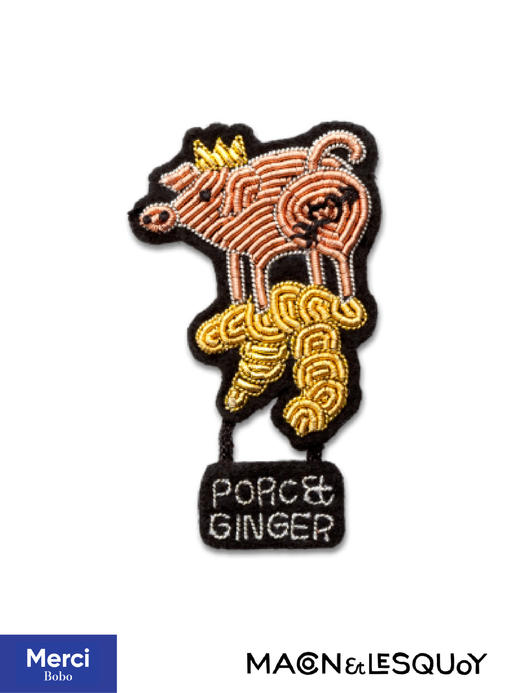 Macon&Lesquoy 原创设计 猪和生姜 M&L刺绣手工饰品胸针 商品图0