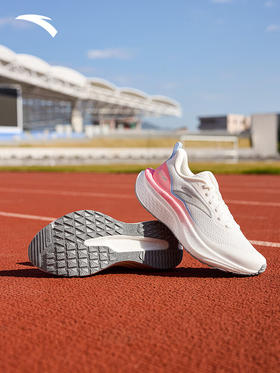 安踏马赫6SE丨跑步鞋女鞋中考体测竞速竞训训练健身运动鞋子纸莎白/荧光冷桃粉122615582 -1