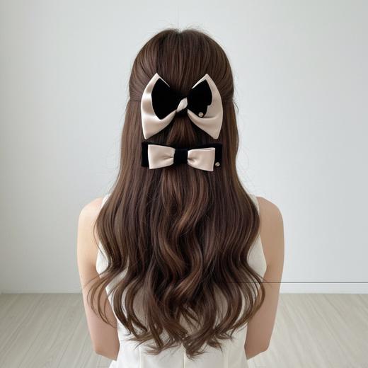 买一送一【宋雨琦同款丝绒蝴蝶结弹簧夹】2026仙女风发夹女高级感半扎抓夹头饰发卡发饰 商品图0