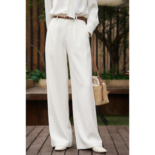 「云杏垂感通勤阔腿西裤」零压通勤・显瘦神裤  百搭刚需 米思阳2026春季通勤百搭米杏色长裤阔腿西裤女4539 商品图1