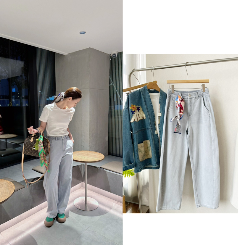 【经典必入】噢蜜ooomeooo四面弹水泥灰直筒裤