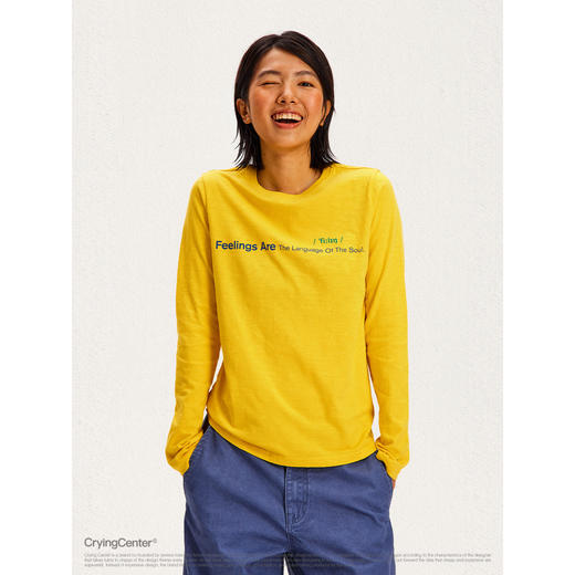 CryingCenter 竹节棉软糯字母印花长袖宽松chill 正肩基础 tee 商品图3