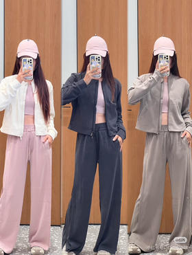 32-1极限特惠 自留 大爆款 lulu全新螺纹拼接 阔腿休闲裤 运动长裤 磨砂磨绒体感 炒鸡好穿