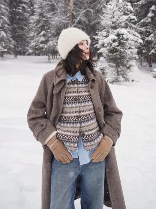 浮生八记/25D285/羊毛插肩袖可立领结构感长款大衣 商品图2