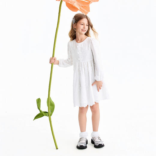 【实体店同款】女童长袖梭织连衣裙春季新款安奈儿童装AG613060 商品图3