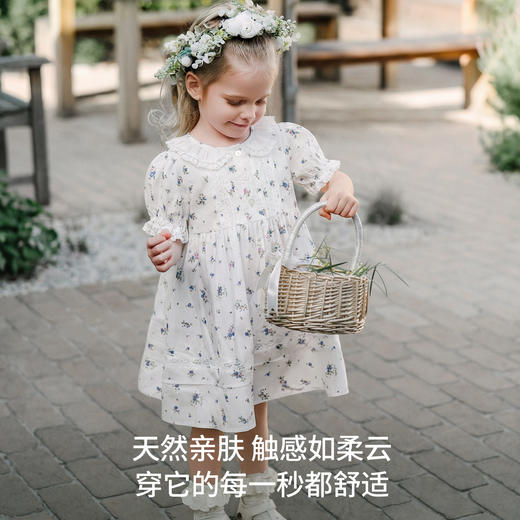 嫚熙童装儿童连衣裙女童衣服春夏女宝周岁礼服长裙短袖碎花公主裙 商品图1