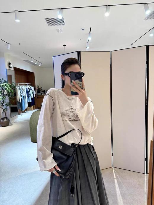 梦幻旋转木马Hip*sup针织雪花棉复古印花长袖T恤马 商品图4