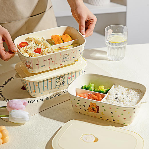 摩登主妇陶瓷分格饭盒微波炉加热便当盒带饭餐盒上班族专用保鲜盒 商品图0