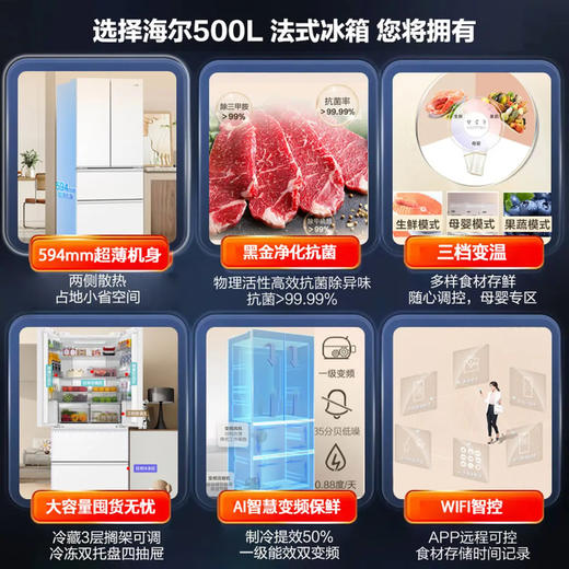 海尔（Haier）冰箱 BCD-500WGHFDEDWVU1 商品图1