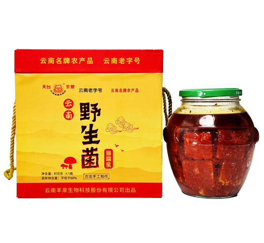 【新品活动   买二送一】【云南特产珍贵天然野山菌】天台羊泉野山菌油腐乳850g*1瓶 商品图2