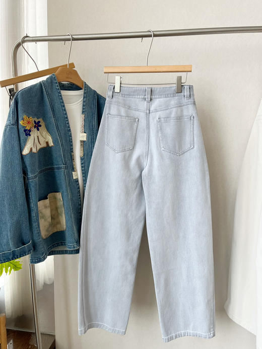 【经典必入】噢蜜ooomeooo四面弹水泥灰直筒裤 商品图13