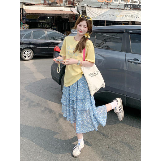 <曾小咸推荐>韩系碎花裙子不规则半身裙女 商品图1