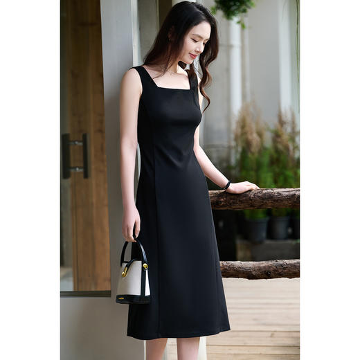 米思阳2026春夏新款知性优雅百搭OL修身显瘦无袖小黑裙背心连衣裙女1068 商品图2