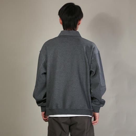 DRONKOO 2026 翻领三粒扣下摆拼T恤假两件微阔中厚卫衣 商品图4