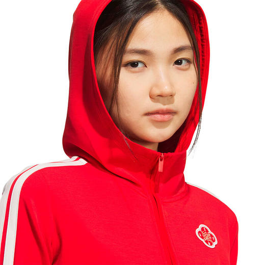 Adidas阿迪达斯半拉链连帽卫衣女装红色本命年内搭修身显瘦上衣套头衫 KG3457 商品图3